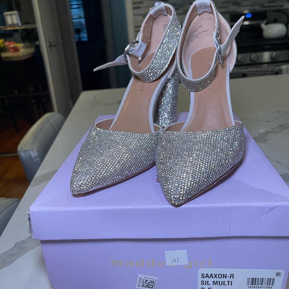 Madden Girl Silver Sparkle Heels for Special Occasions